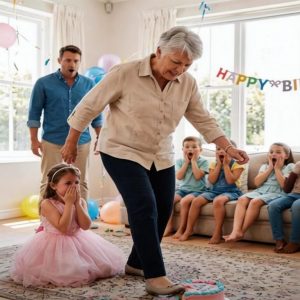 My mother-in-law tossed my daughter’s birthday cake in the trash. “She doesn’t deserve a celebration,” she said. My husband just stood there. My daughter’s eyes filled with tears—then she wiped them away, smiled, and said, “Grandma… I made you a special video.” She pressed play on her tablet—and my mother-in-law turned white.