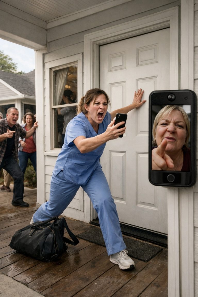 Your husband doesn’t want you here anymore my mother-in-law sneered through the security camera as I stood outside my own house after a 12-hour hospital shift. “I’ve changed the locks. Go find somewhere else to live.” I smiled calmly and replied, “Okay, Patricia.” She had no idea that me…