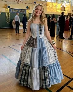 I Sewed My Prom Dress From My Dad’s Work Shirts—They Laughed at Me, Until the Principal Took the Mic and the Room Fell Silent